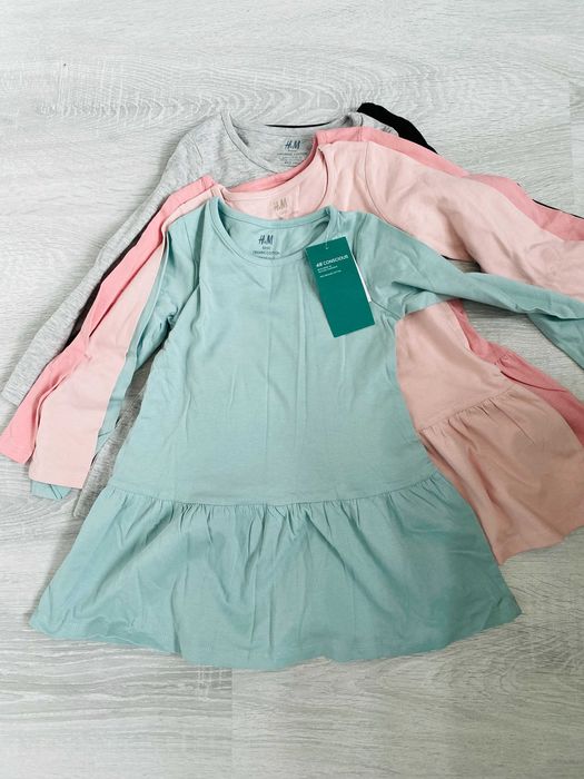 H&M комплект от 5 броя памучни роклички 92  1-2г
