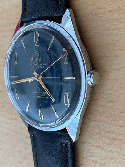 Ceas Atlantic cadran negru mecanic Worldmaster 21 rubine