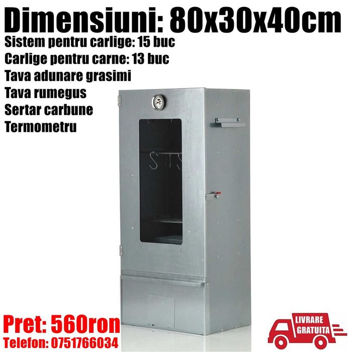 Afumatoare Carnat Carne Branza Peste Alimente Clisa Geam 80x30x40cm CV