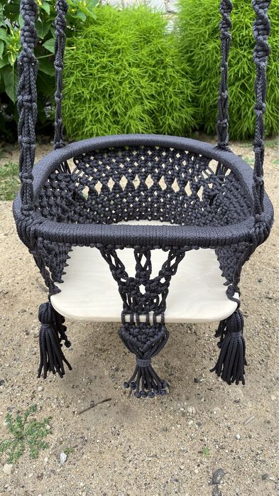 Продам качели из гамакового шнура, ручное плетение в цвете графит