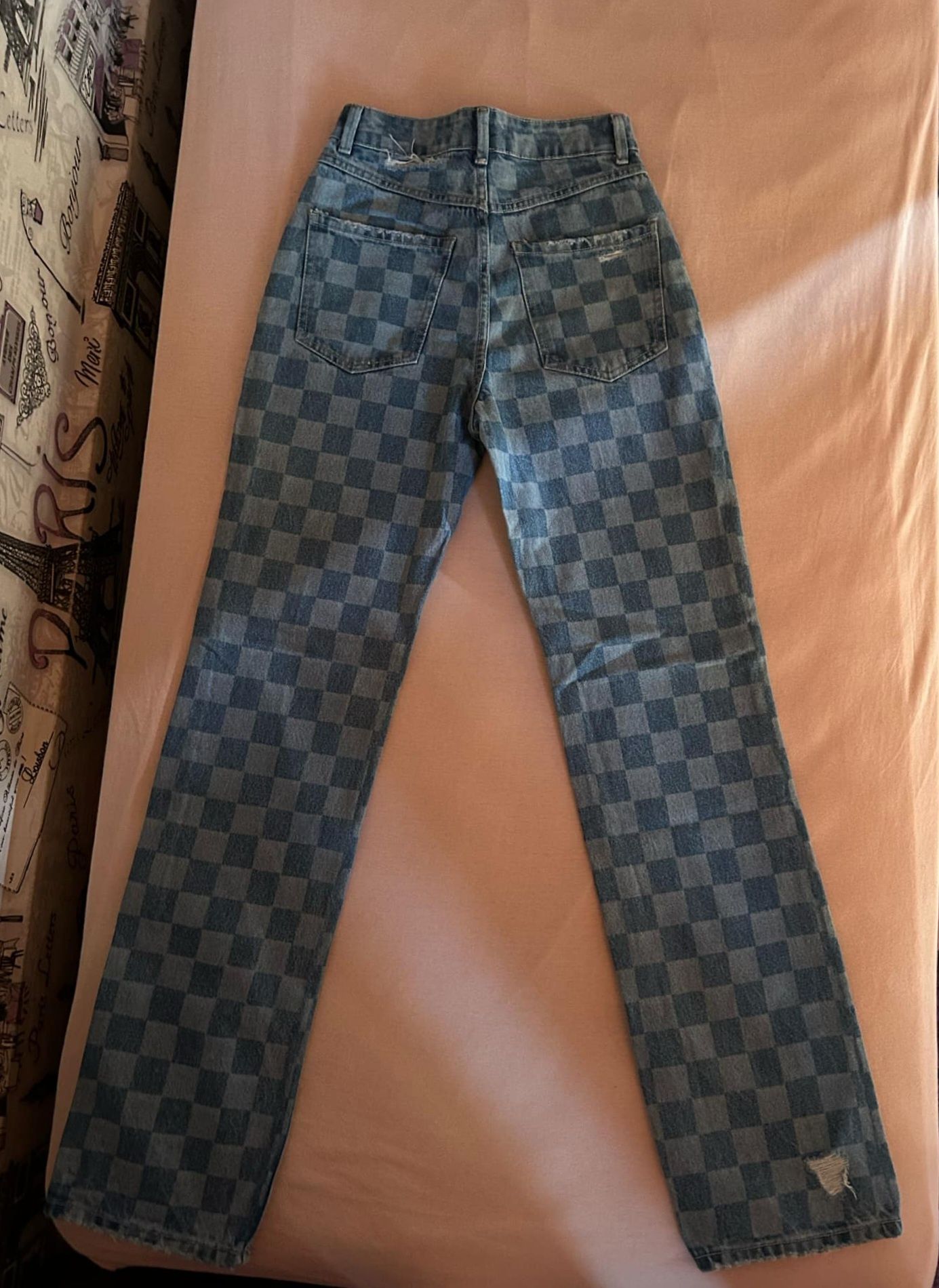 Cropp карирани дънки straight, размер XS/ХС, НОВИ
