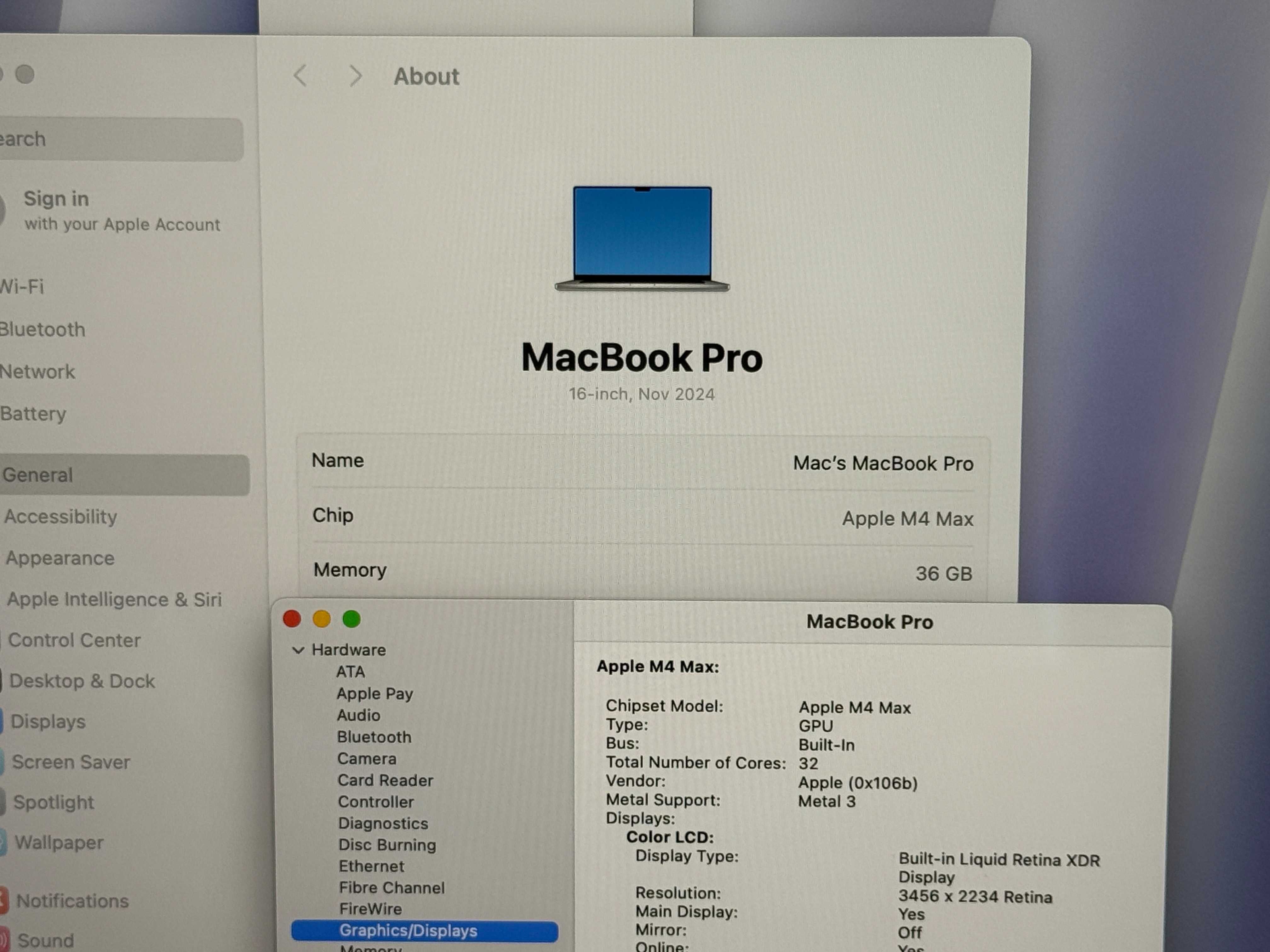 MacBook Pro 16 M4 MAX`14 CPU/32 GPU/36GB RAM/1TB SSD/20м Гар/Бат 100%