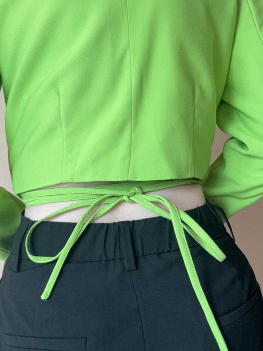 Лайм Зелен Електрик Блейзер с Дълги Влъзки