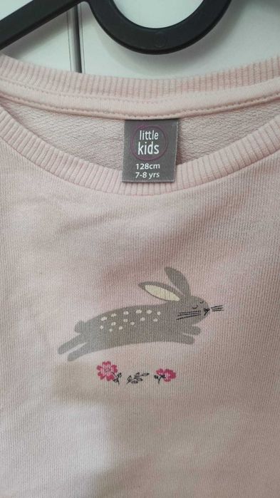 Bluza delicata roz pastel cu aripioare tulle,  fete 122-128