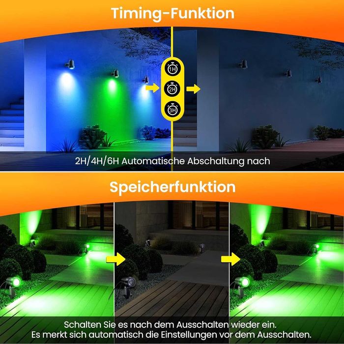 Комплект от 8 RGB градински прожектори с дистанционно управление