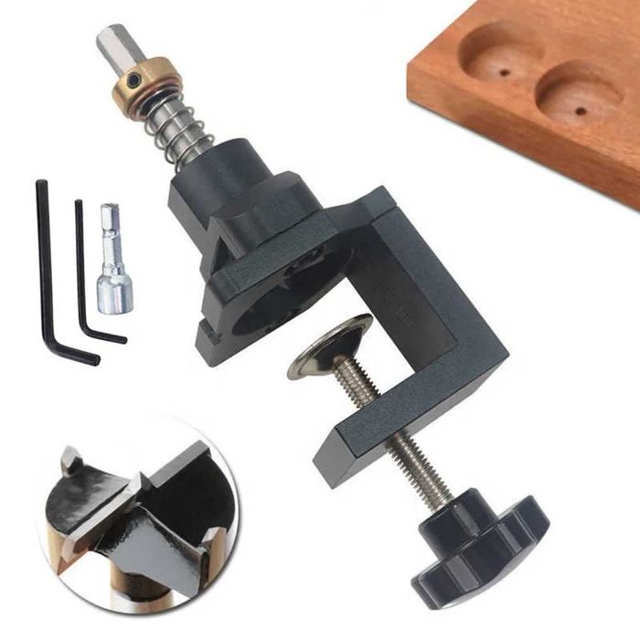 Комплект за пробиване отвори на панти. Фрезер с фиксатор и ограничител