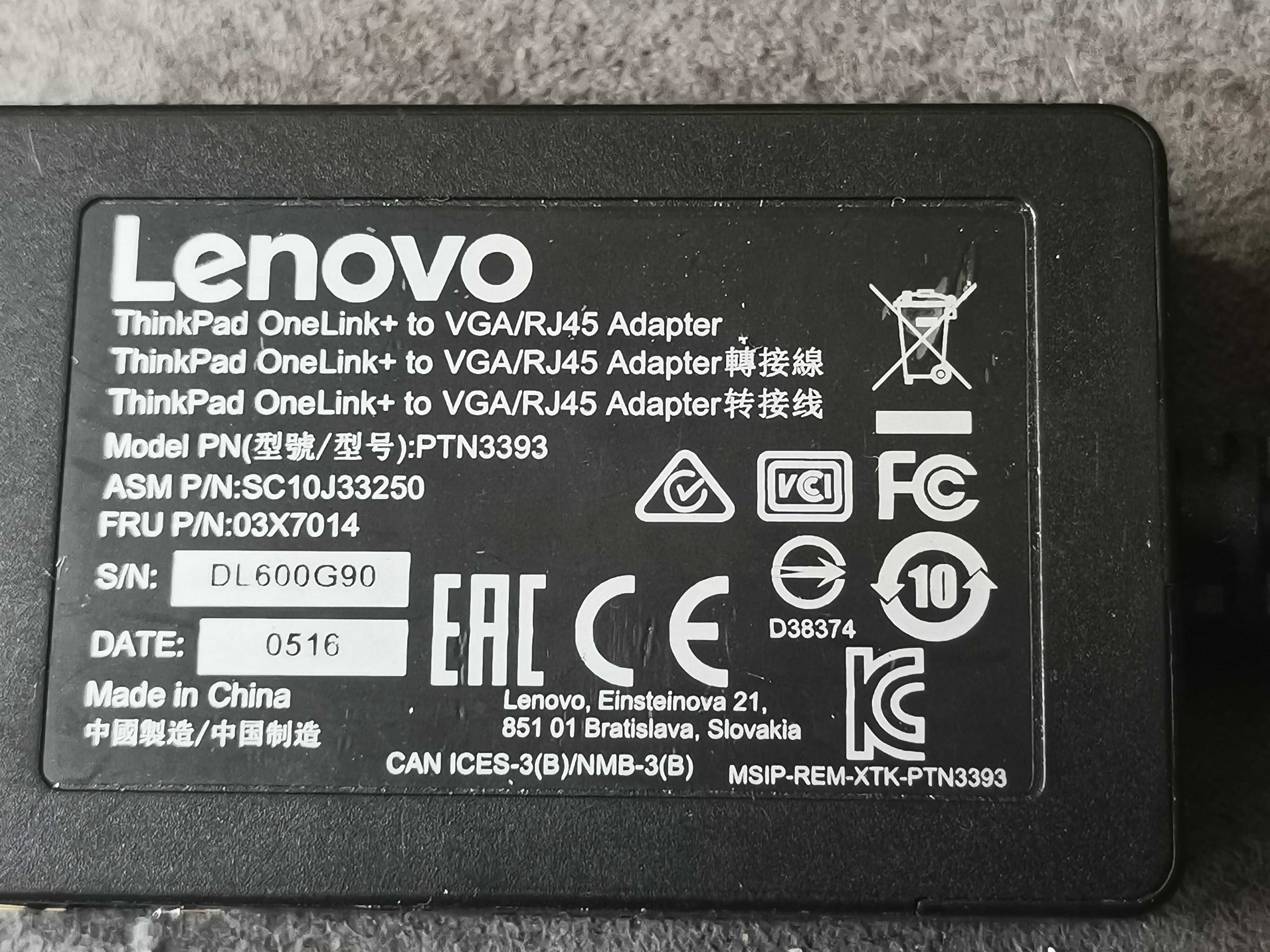 LENOVO Adaptor ThinkPad OneLink+ pentru VGA Si RJ45