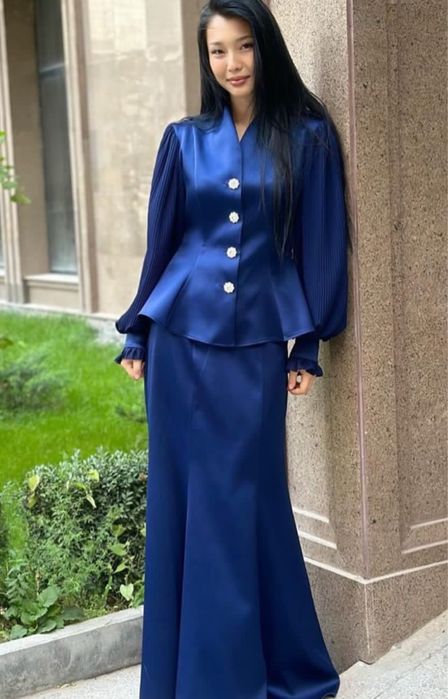 Продам тёмно-синее платье-двойку