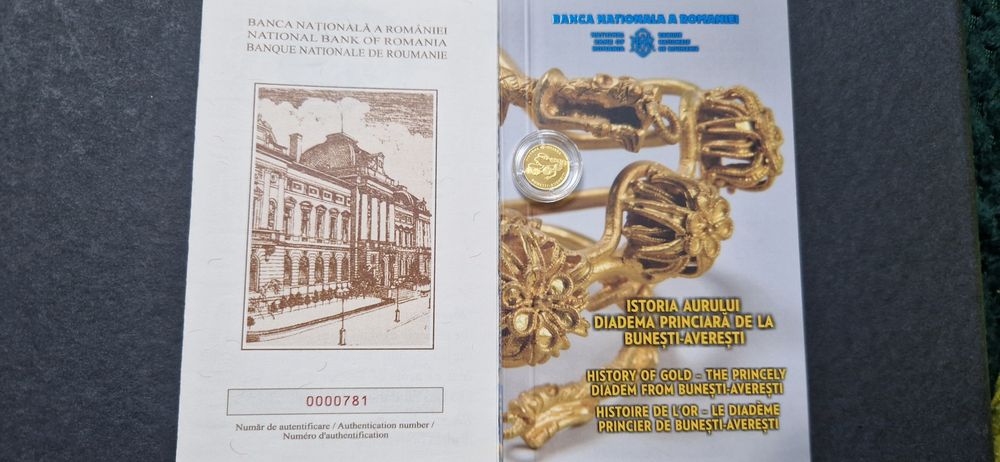 Moneda aur BNR 10 lei 2023 Istoria aurului : Diadema princiara