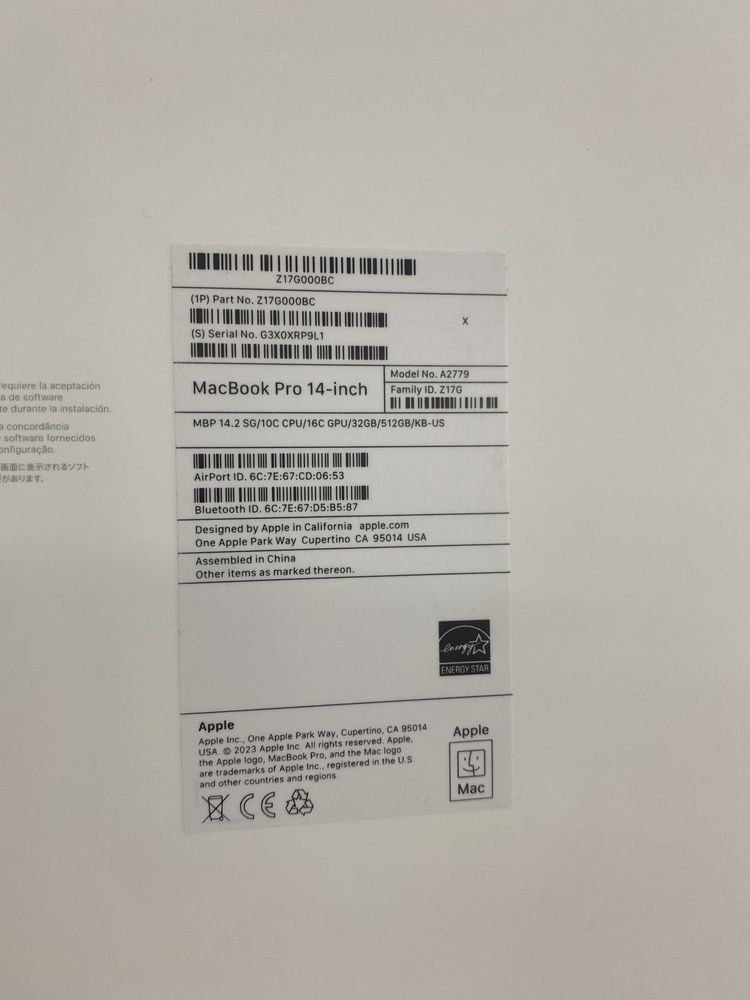 MacBook Pro 14 inch M2 Pro 32 GB / 512 SSD