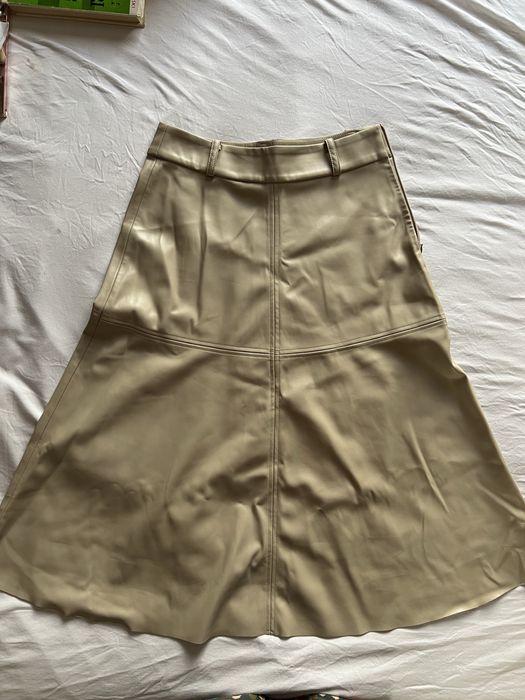 Fusta de piele bej Bruuns Bazaar