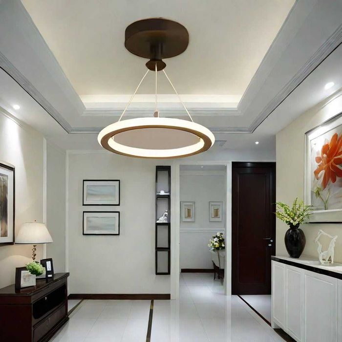 Модерен LED полилей с 1 пръстен, БЯЛ димируем осветител за таван