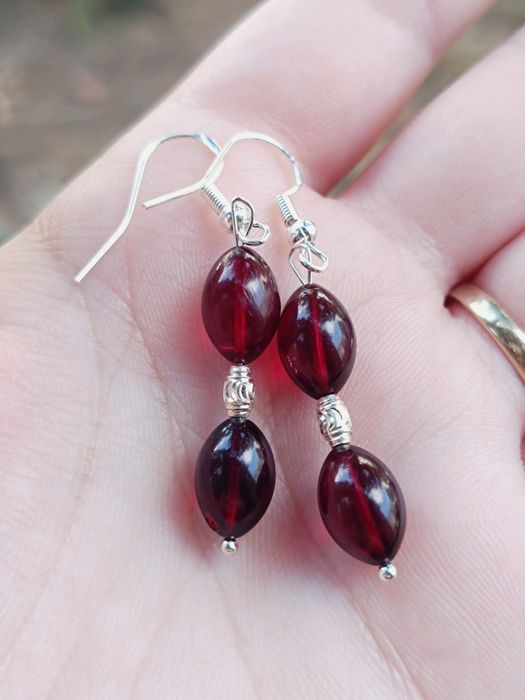 Vechi cercei din argint de 925 cu chihlimbar natural presat