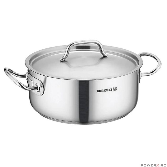 Oala din inox cu capac, capacitate 9.5 litri 28x16 cm, Korkmaz