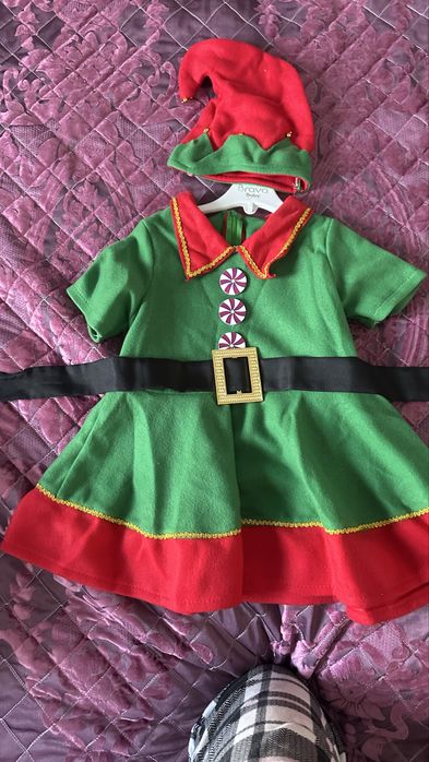 Костюм гномика и санты для девочек