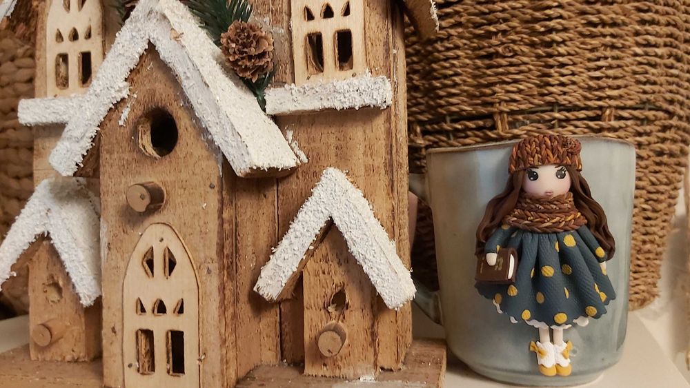 Cadou Craciun pentru sotie iubita cana papusa handmade