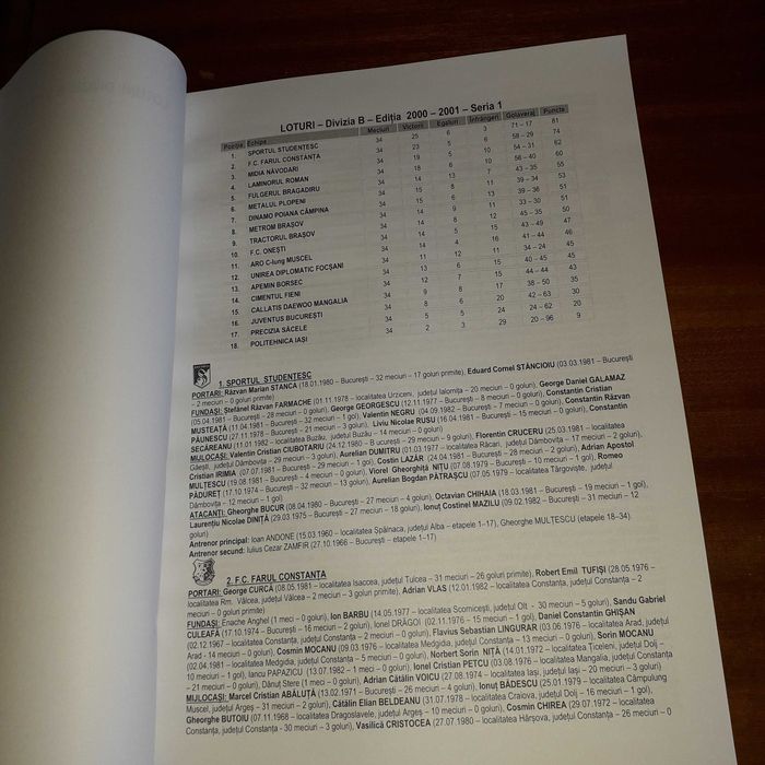 DIVIZIA B + DIVIZIA C - cărți de fotbal