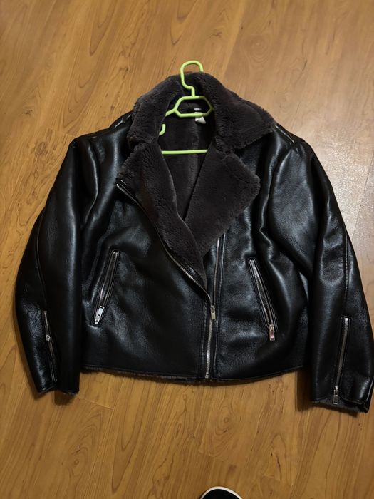 Зимно подплатено кожено яке Mango