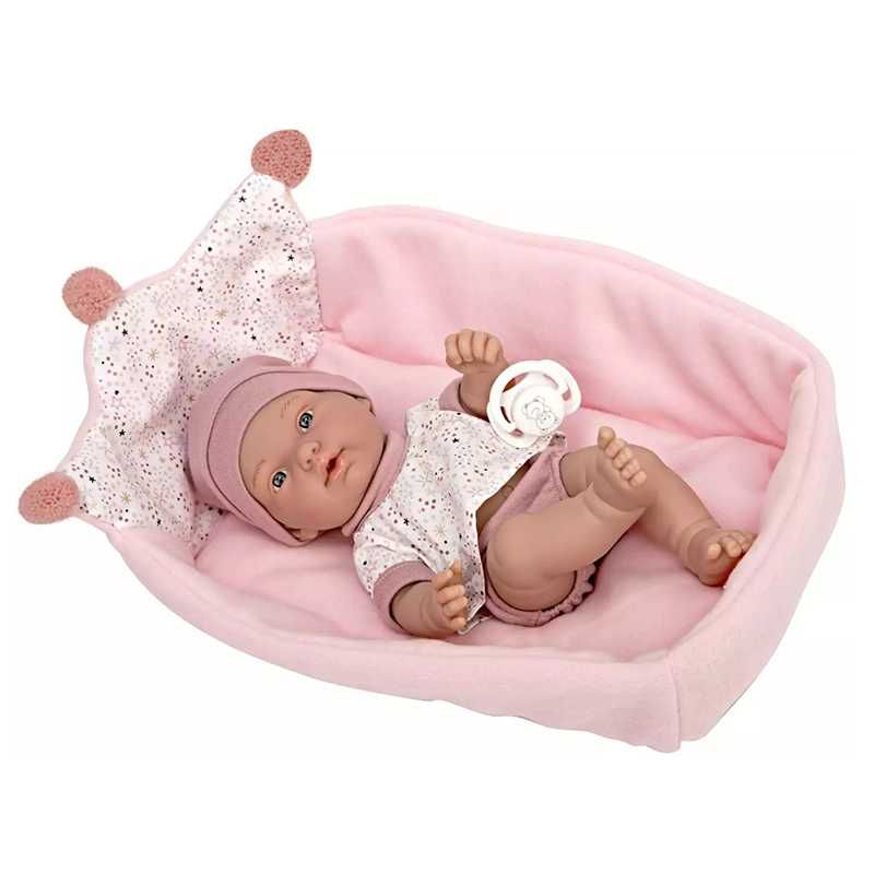 Papusa Bebe Elegance Pillines Roz cu cos, 26 cm, noua
