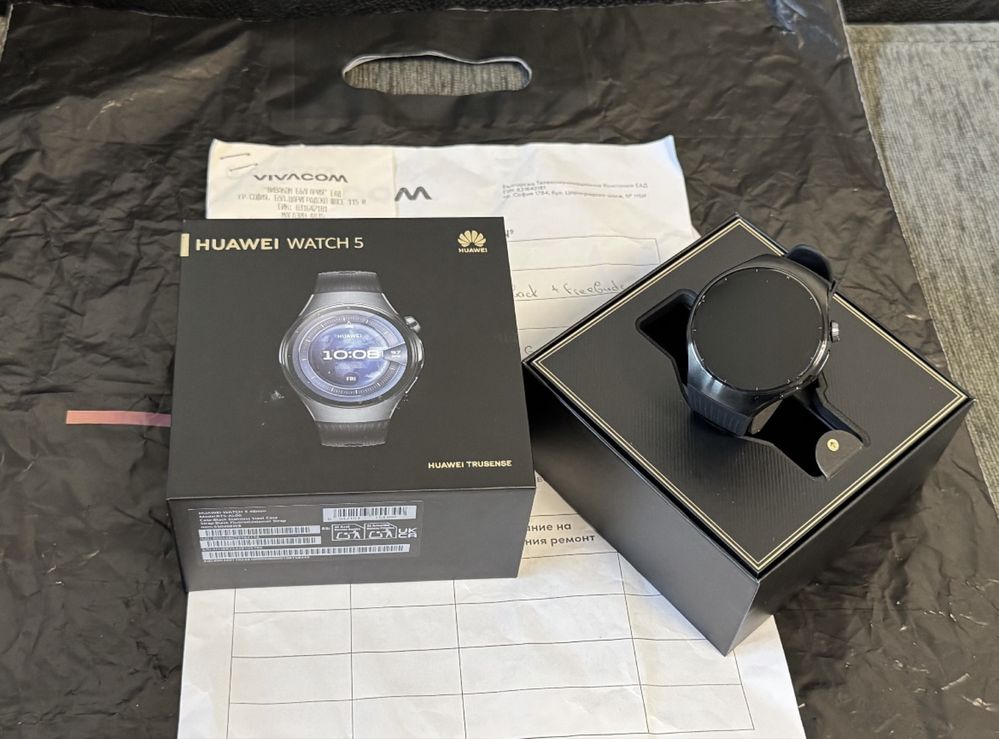 КАТО НОВ 46mm Huawei Watch 5 Гаранция Vivacom до 2027 г. Black
