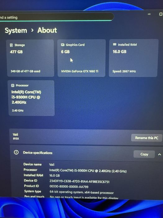 Laptop Gaming Lenovo Legion i5 / GTX 1660 Ti