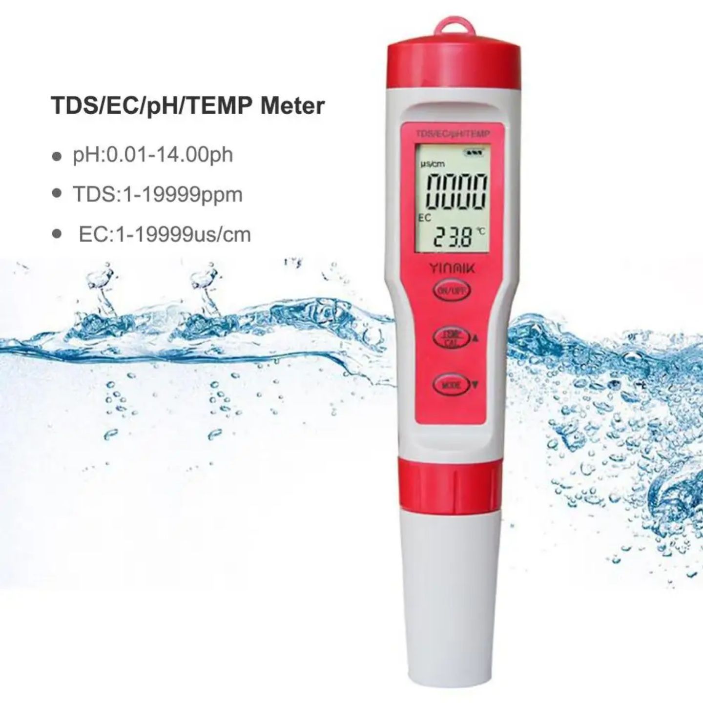 Сифатли сув – соғлом ҳаёт: Инновацион 4-таси 1-да: TDS/EC/PH/TEMP Метр