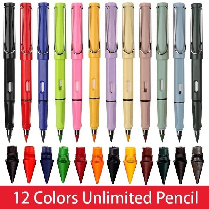Set 6 creioane infinite colorate+6 radiere incluse. Nu se tocesc/rup