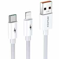 Cablu date si incarcare 2in1 USB - Type-C - Lightning - FAST - 1.2m