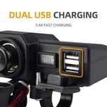 Priza moto auto 3.4a Fast Charge 2 usb voltmetru include 2 prinderi