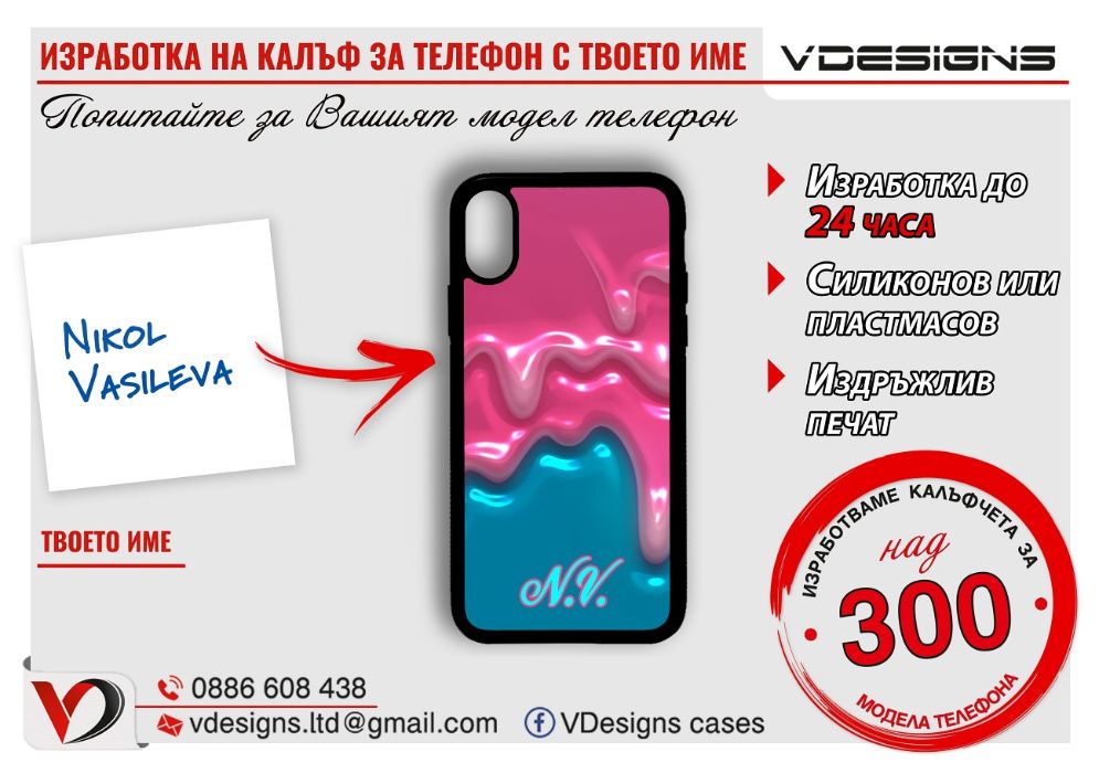 ВАШЕТО ИМЕ ИЛИ ИНИЦИАЛИ калъф за Samsung Iphone Xiaomi над 500 модела