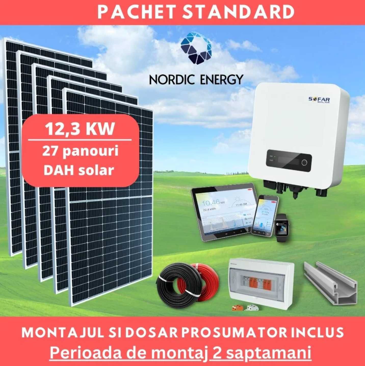 Kit Sistem panouri fotovoltaice 12 kw montaj si dosar inclus in pret.