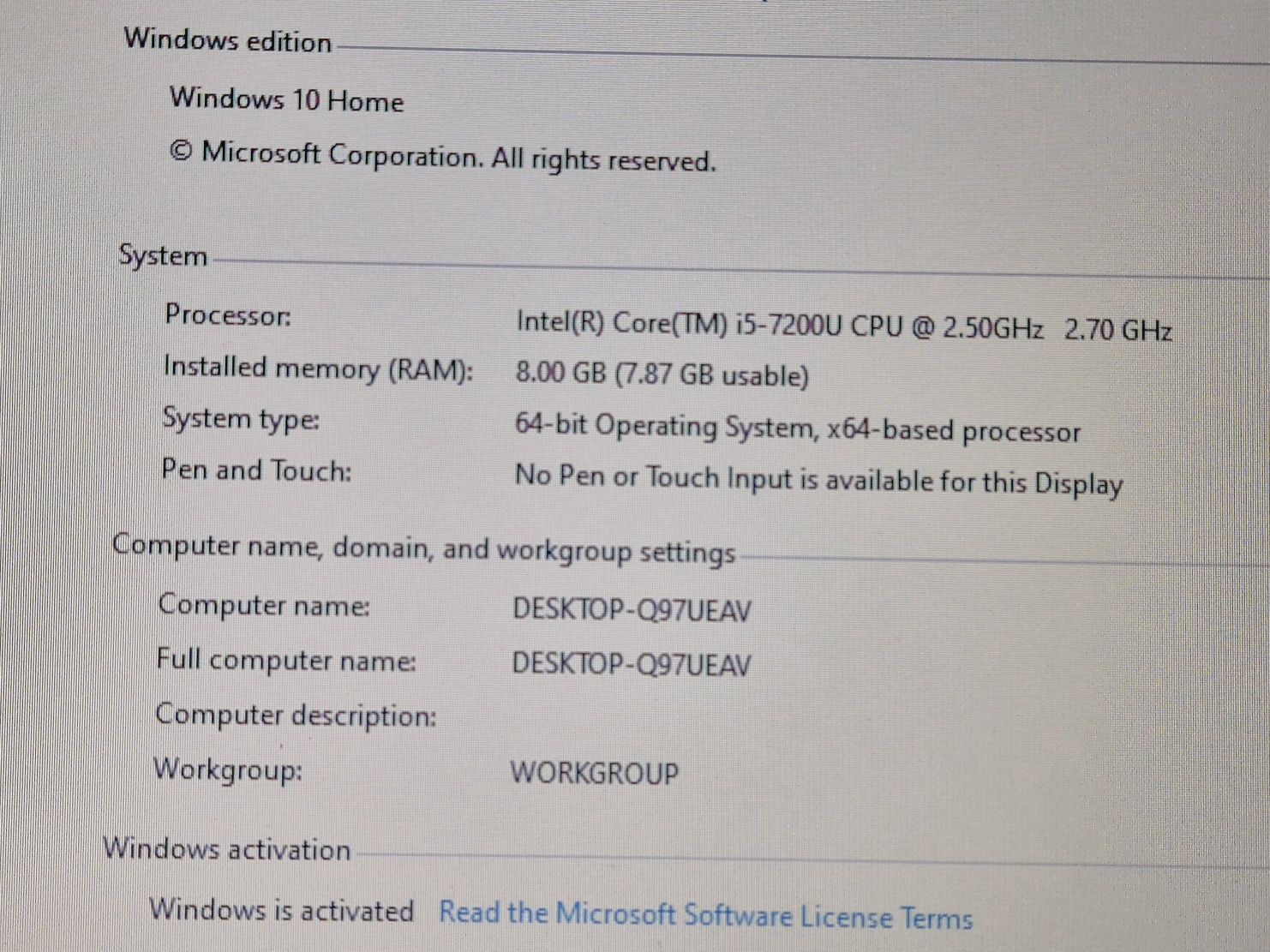 vand laptop Acer Extensa 2540..15.6"..i5 7200..8 Gb..Ssd 180 Gb.