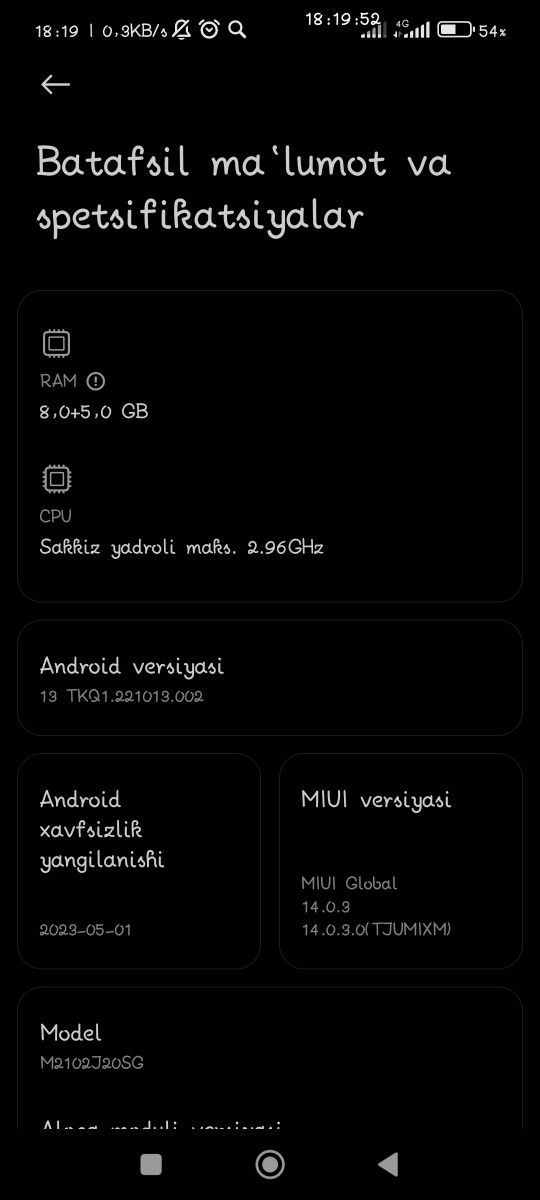 Poco x 3 Pro 8/256 GB 
Karobkadan ozim ochkanman umuman ay