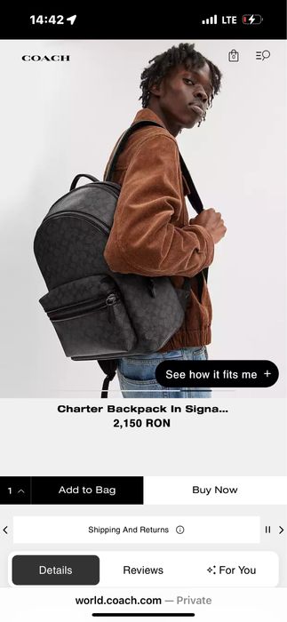 Rucsac piele Coach Charter