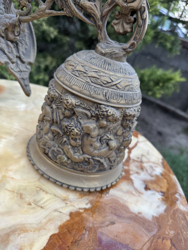 Clopot decorativ din bronz masiv, pentru perete
