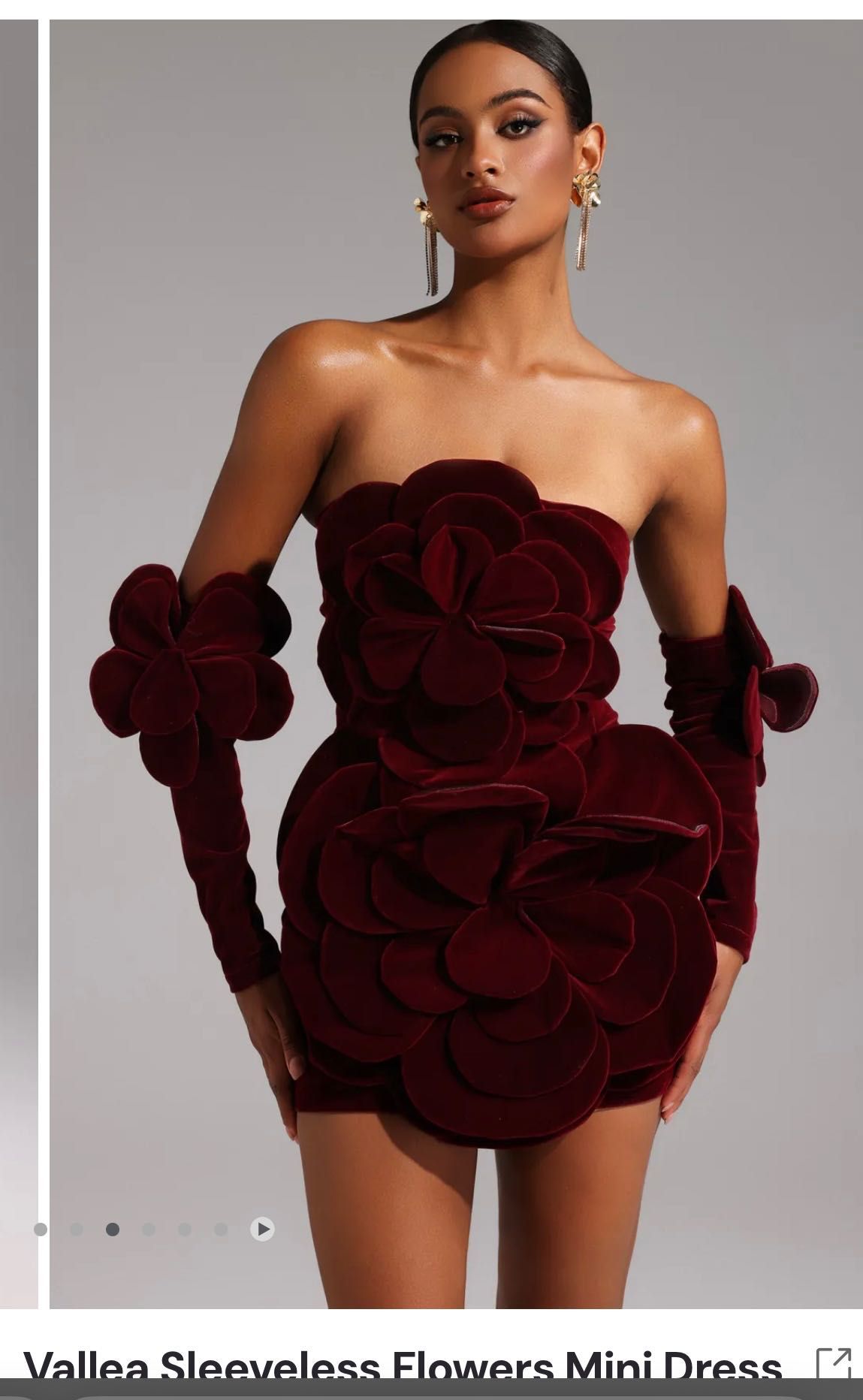 Rochie -Azura Red Floral Appliqué Mini Dress