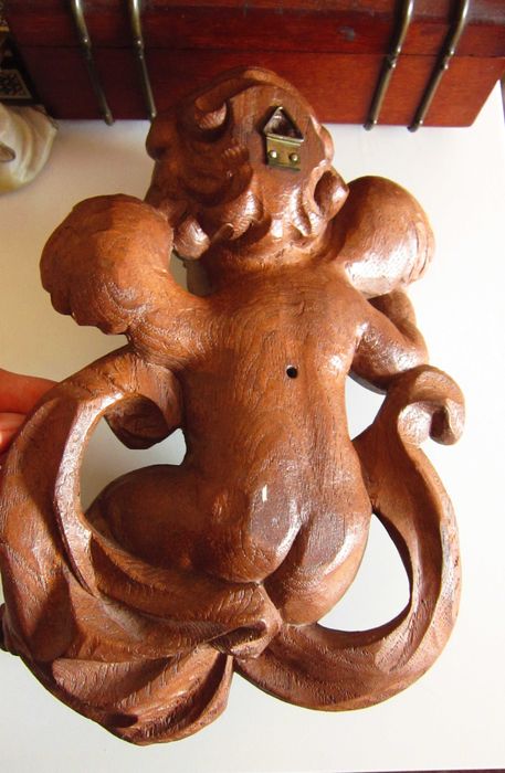 cadou rar Craciun  Inger mare sculptura lemn Germania 1950