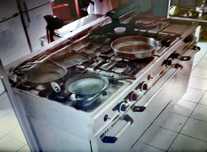 Cuptor Aragaz inox 6 arzatoare gratar grill gaz carbune