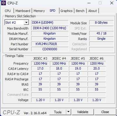 ОЗУ Kingston 8GB DDR4 2400MHz DIMM (KVR24N17S8/8)