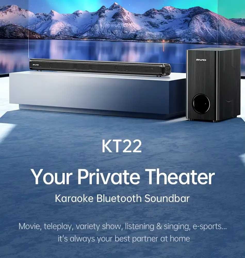 Awei KT22 – Караоке Саундбар 160W 2.1 с микрофоном. Есть доставка