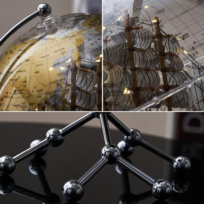 Глобус вращающийся с кораблём и подсветкой