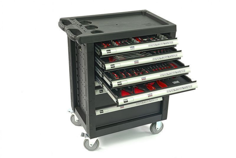 Професионален шкаф с инструменти нвм, 7 чекмеджета, 154 бр., 4 модула