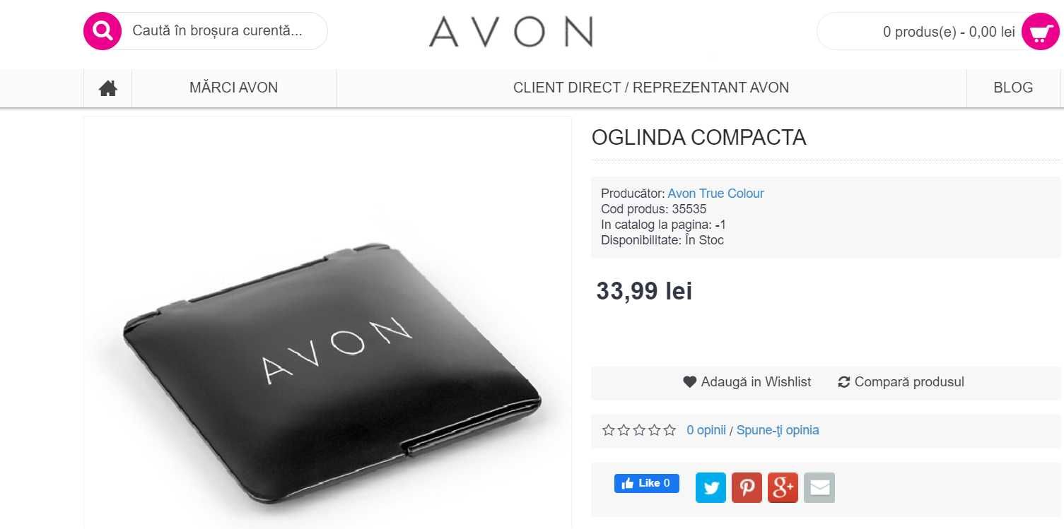 Oglinda compacta dubla cu o fata oglinda normala si una cosmetica,Avon