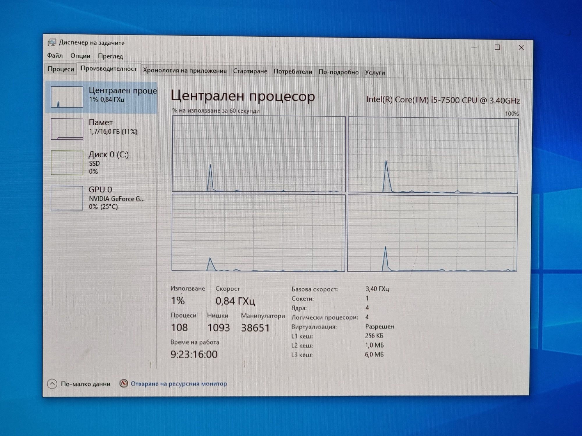 Fortnite Геймърски Компютър/I5 7500/16GB RAM/SSD-512GB/GTX 1060 6GB