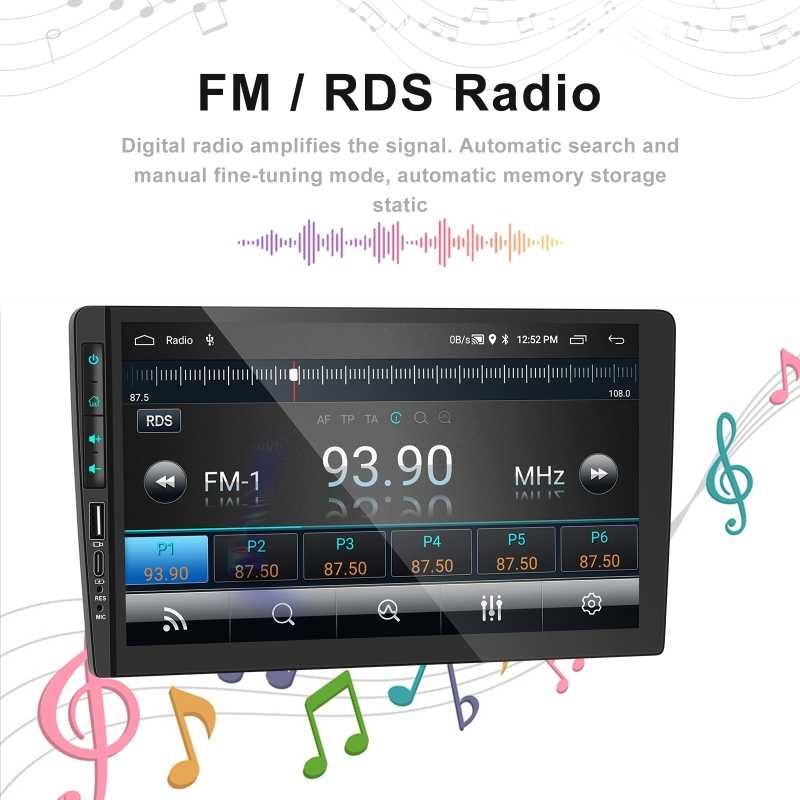 9” 2-DIN мултимедия с Android 12, 
RDS, 64GB ROM, RAM 2GB DDR3