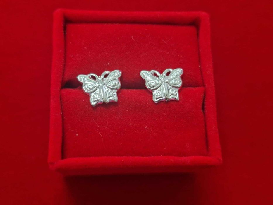 AG150,cercei argint 925,noi/marcati, fluturi, 1,3 cm