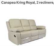 Set canapea piele si fotoliu Kring 2 reclinere