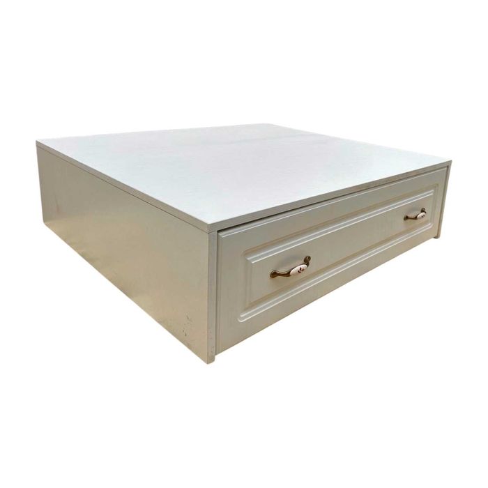 Masuta alba cu sertare si blat 101x94 cm; Lada de depozitare