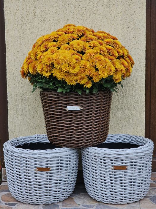 Ghiveci împletit din ratan sintetic, Handmade, volum 12 l