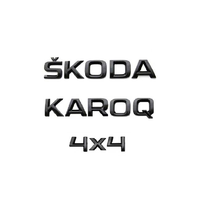 Set embleme SKODA KAROQ 4x4 / emblema stema sigla sticker inscriptii